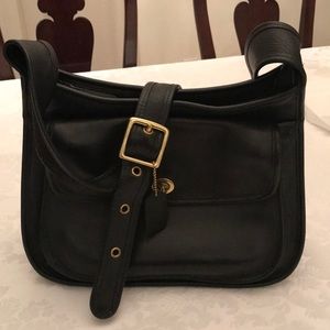 Vintage Coach black leather hobo